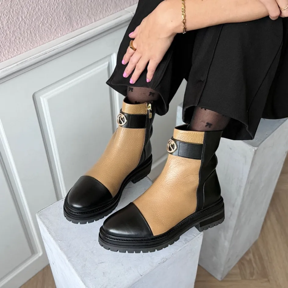 Copenhagen Shoes Ankelstøvler*ALL GOOD VIBES ONLY - BLACK/CAMEL Allgood vibes only boot black camel
