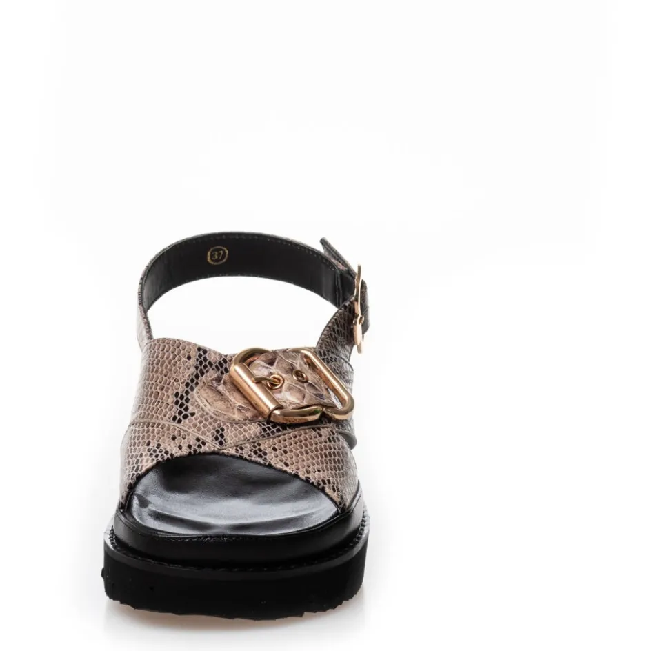 Copenhagen Shoes Flade Sandaler*AS A WOMAN - COGNAC SNAKE Asa woman sandal cognac snake