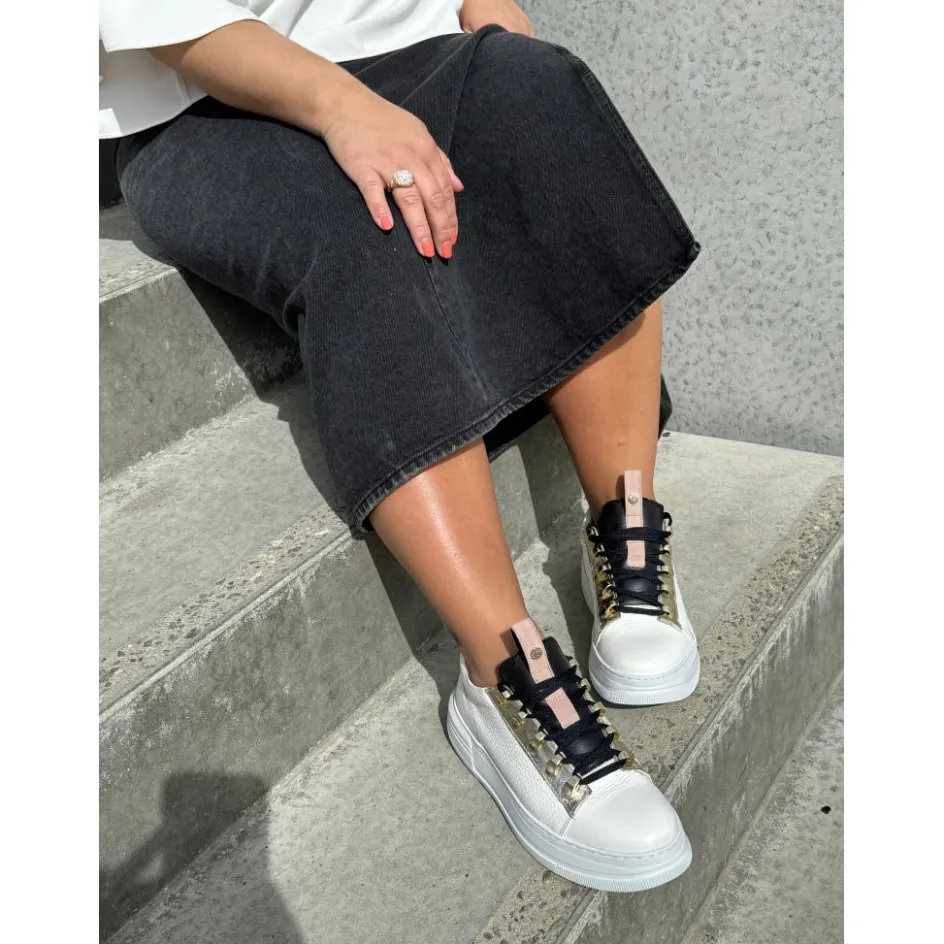 Copenhagen Shoes Sneakers*CAN I RUN - WHITE/BLACK White black