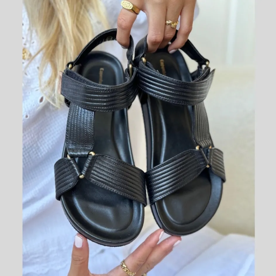 Copenhagen Shoes Flade Sandaler*CARRIE LEATHER - BLACK Carrieleather sandal black