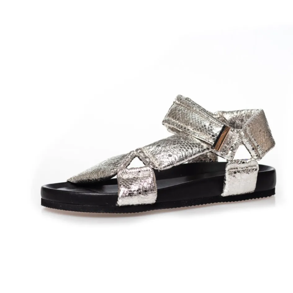 Copenhagen Shoes Flade Sandaler*CARRIE MOON - Silver Snake Carriemoon sandal silver snake