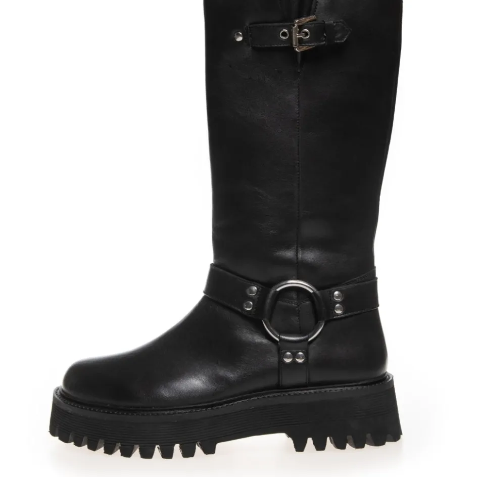 Copenhagen Shoes Lange Støvler*COME ROCK ME LEATHER - Black
