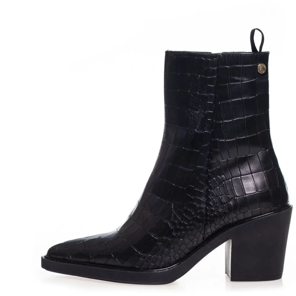 Copenhagen Shoes Støvler Med Hæl | Ankelstøvler*CPH ORIGINAL BLACK - BLACK CROCO Cphoriginal croco black boot black croco