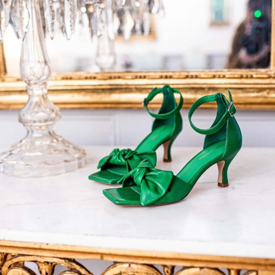 Copenhagen Shoes Sandaler Med Hæl*DANCING - Green Leather Dancingheels green leather