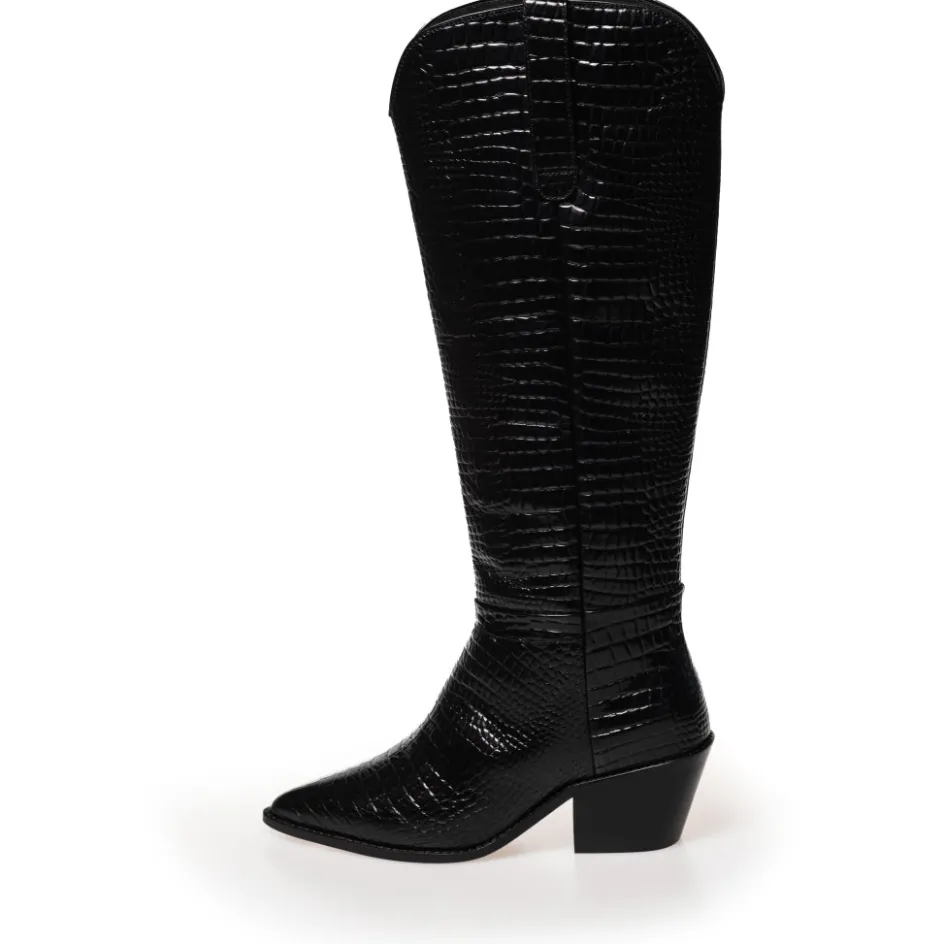 Copenhagen Shoes Støvler Med Hæl | Lange Støvler*DIVIDED - Black croco