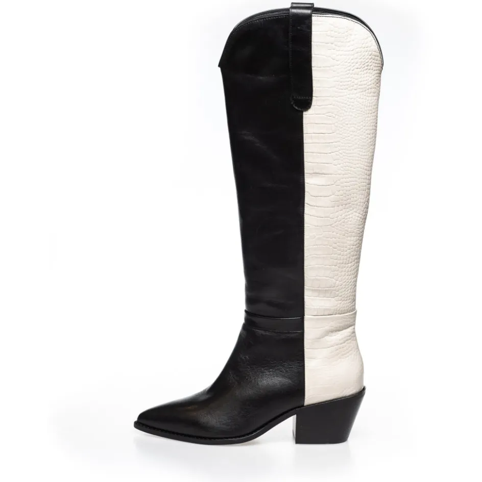 Copenhagen Shoes Støvler Med Hæl | Lange Støvler*DIVIDED MULTI - BLACK/OFF WHITE Black off white