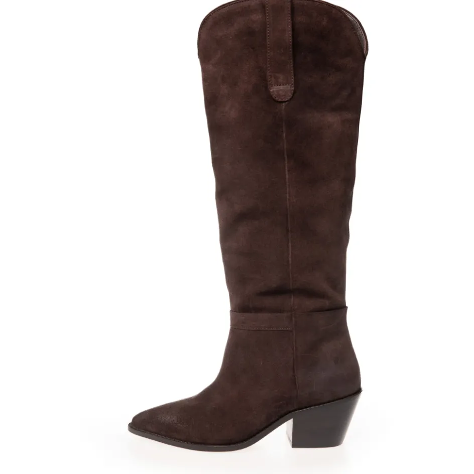 divided_suede__dark_brown_coffee_bean_5.webp Copenhagen Shoes Støvler Med Hæl | Lange Støvler*DIVIDED SUEDE - DARK BROWN (COFFEE BEAN) Dark brown coffee bean