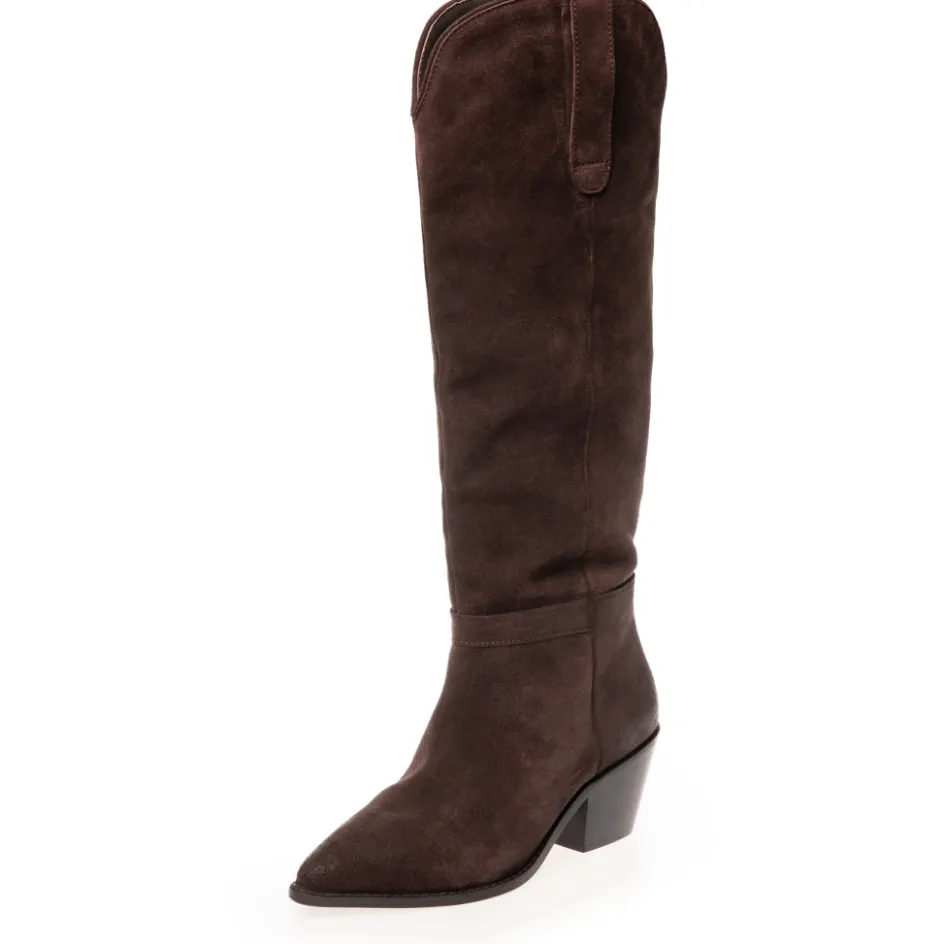 divided_suede__dark_brown_coffee_bean_7.webp Copenhagen Shoes Støvler Med Hæl | Lange Støvler*DIVIDED SUEDE - DARK BROWN (COFFEE BEAN) Dark brown coffee bean
