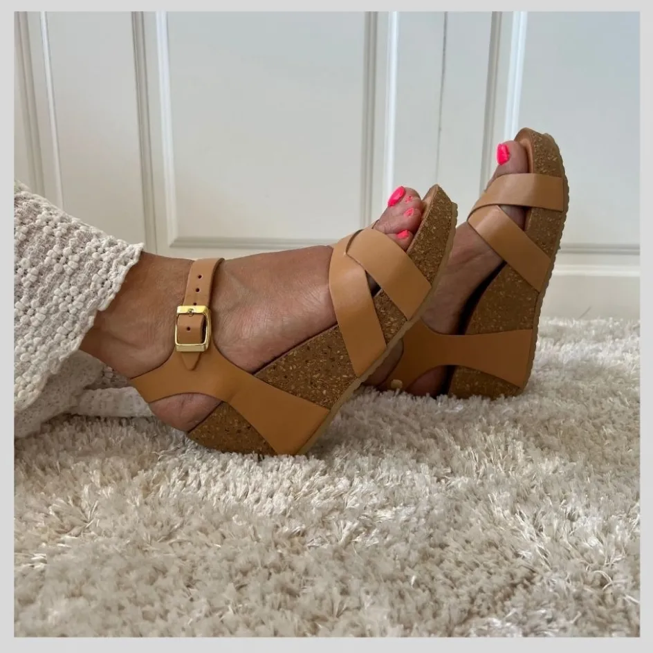 Copenhagen Shoes Sandaler Med Kilehæle*EMMA - NATURE Emmasandal wedge nature