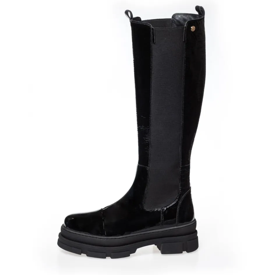 Copenhagen Shoes Lange Støvler*FOLLOW ME ALL PATENT - Black patent