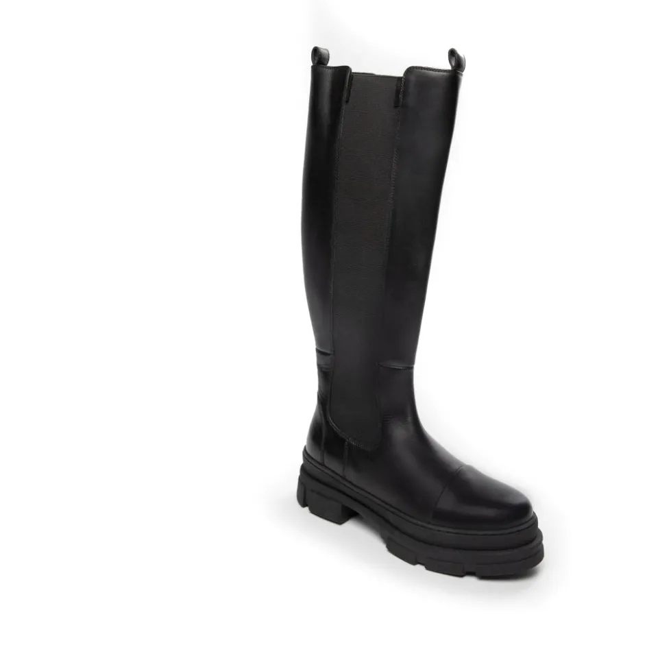 Copenhagen Shoes Lange Støvler*FOLLOW ME ZIPPER - Black (with Black Stiches) Black with black stiches