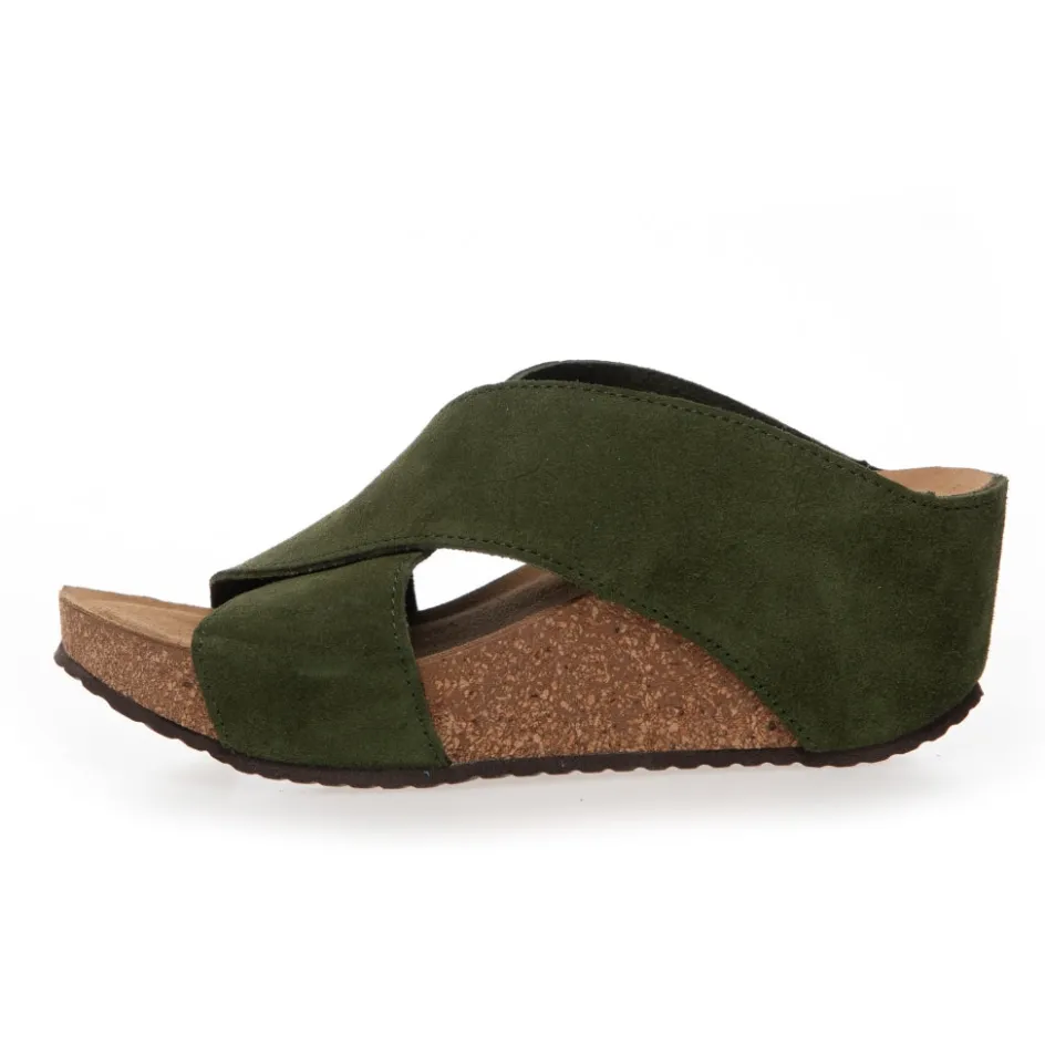 Copenhagen Shoes Sandaler Med Kilehæle*FRANCES 23 Suede - Army Frances23 suede slippers army