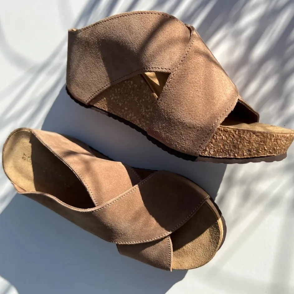 Copenhagen Shoes Sandaler Med Kilehæle*FRANCES 22 Suede - BEIGE (BEIGE 132 BIS) Beige beige 132 bis