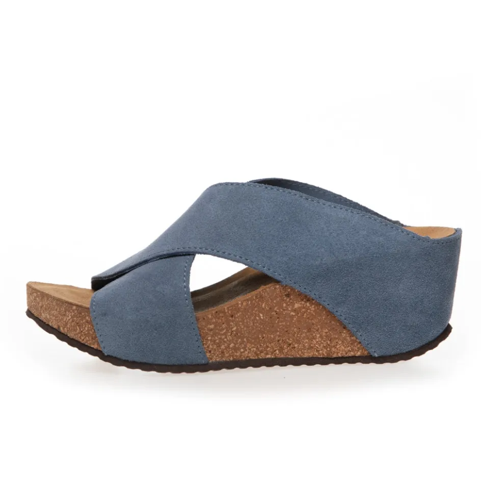 Copenhagen Shoes Sandaler Med Kilehæle*FRANCES 23 Suede - JEANS U38 Frances23 suede sandaler med kilehael jeans u38