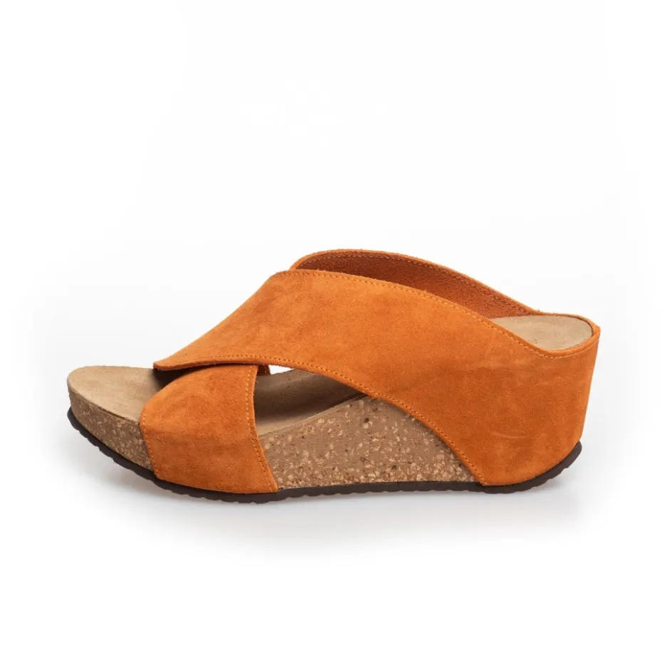 Copenhagen Shoes Sandaler Med Kilehæle*FRANCES 22 Suede - ORANGE (ARANCIO 400) Orange arancio 400