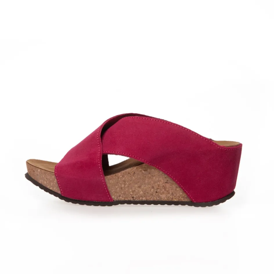 Copenhagen Shoes Sandaler Med Kilehæle*FRANCES 23 Suede - PINK PURPLE Frances23 suede slippers pink purple