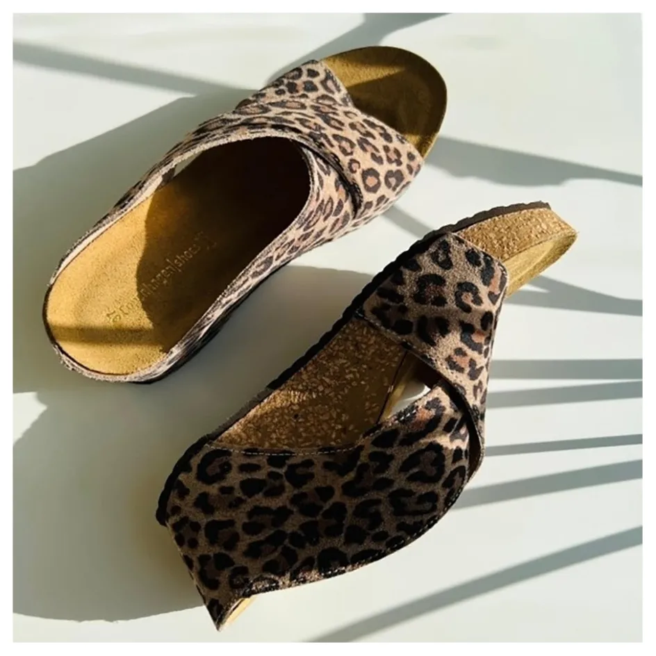 Copenhagen Shoes Sandaler Med Kilehæle*FRANCES LEOPARD 23 - Brown Leopard Francesleopard 23 sandal wedge brown leopard