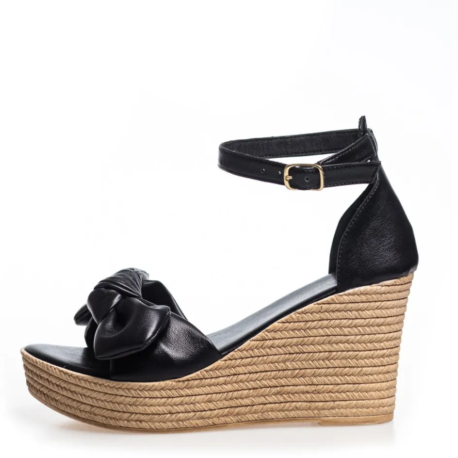 Copenhagen Shoes Sandaler Med Kilehæle*GENE - BLACK Genesandal wedge black