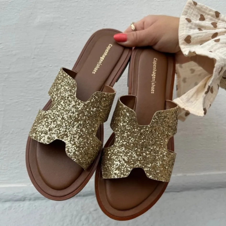 Copenhagen Shoes Flade Sandaler*IVY - Gold glitter