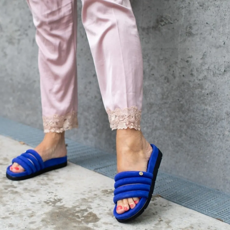 Copenhagen Shoes Flade Sandaler*LEAFS SUEDE - Electric blue