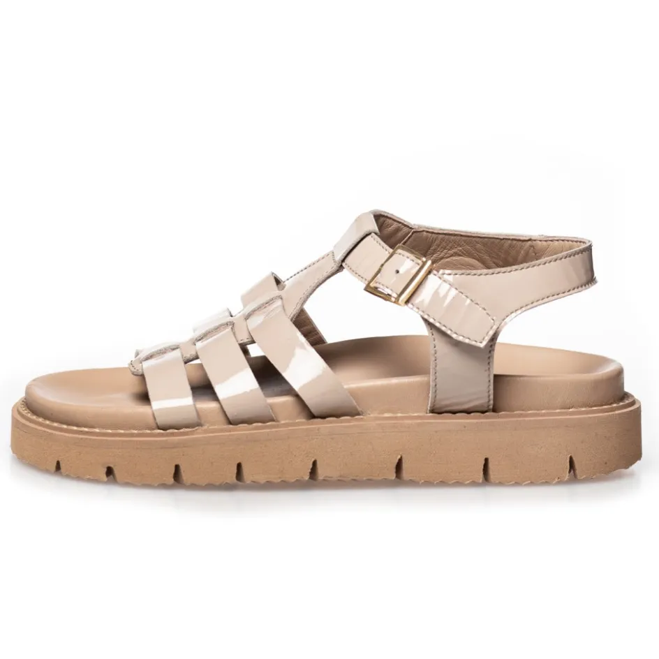 Copenhagen Shoes Flade Sandaler*MAGIC AND GIRLS PATENT - NUDE Magicand girls patent sandal nude