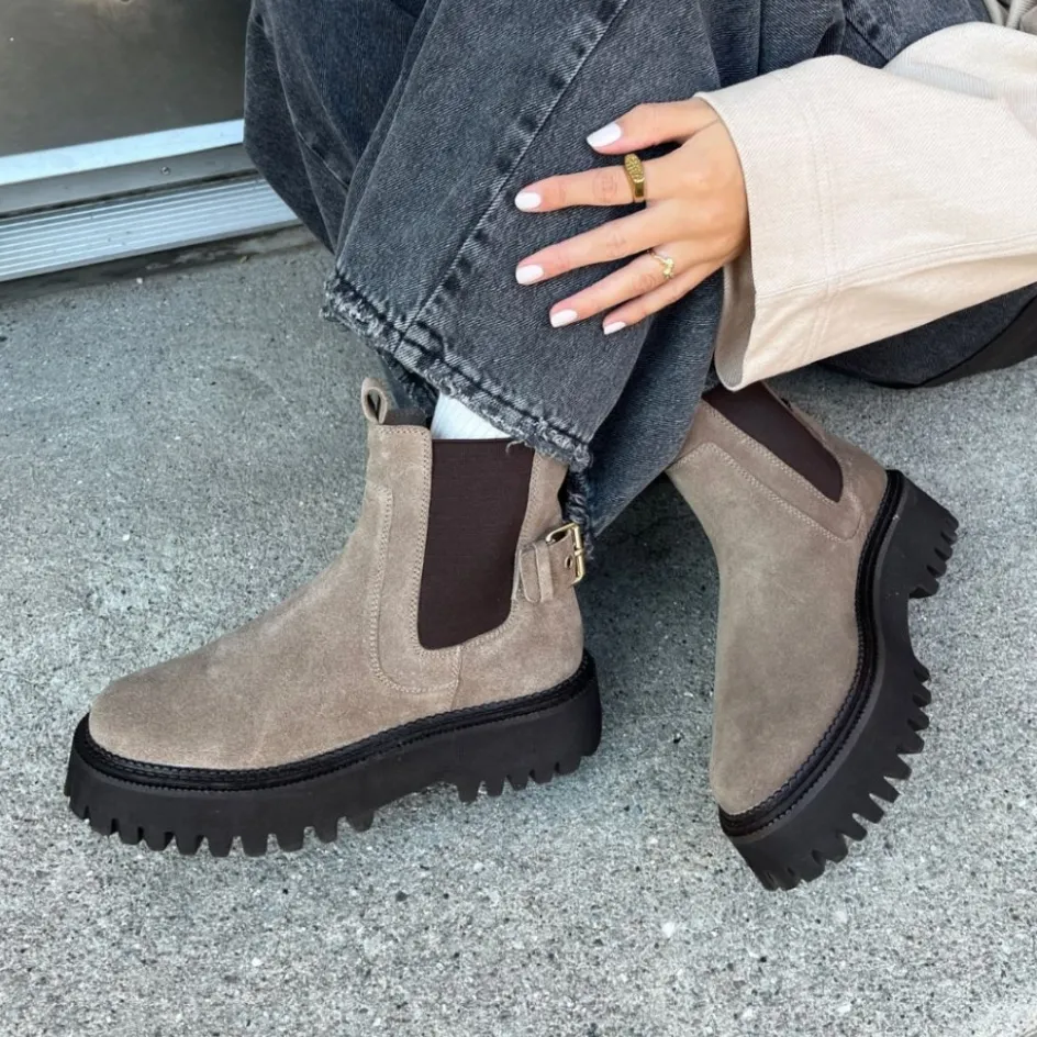 Copenhagen Shoes Ankelstøvler*MAGIC MOMENT - SUEDE - DARK BEIGE (DODO) Magicmoment suede stoevler dark beige dodo
