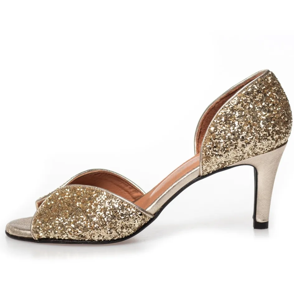 Copenhagen Shoes Sandaler Med Hæl | Stiletter*MY DIAMONDS - GOLD GLITTER Mydiamonds heels gold glitter