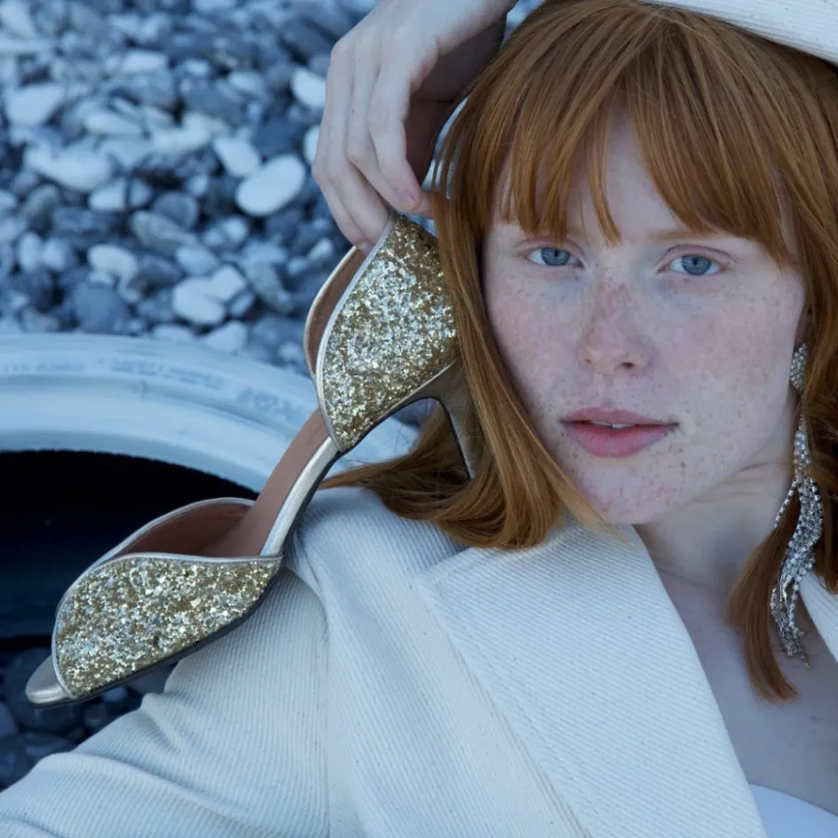 Copenhagen Shoes Sandaler Med Hæl | Stiletter*MY DIAMONDS - GOLD GLITTER Mydiamonds heels gold glitter