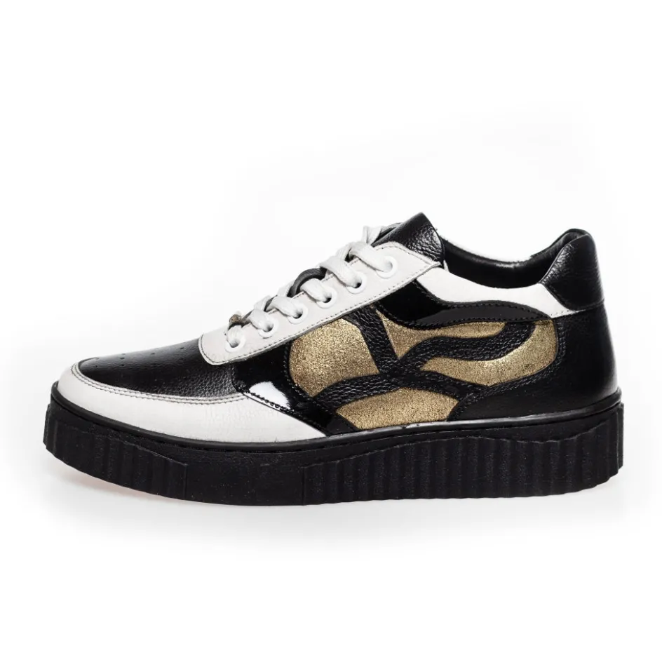 Copenhagen Shoes Sneakers*MY PRIVATE SNEAKS - BLACK/WHITE/GOLD Black white gold