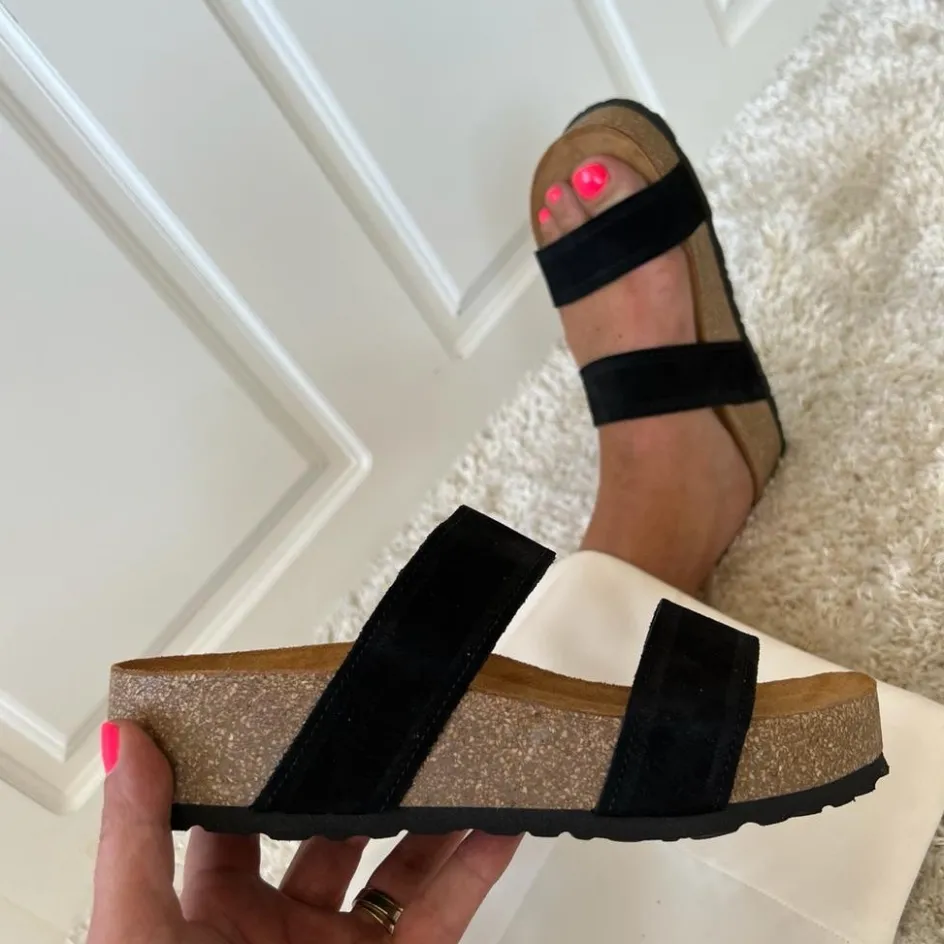 Copenhagen Shoes Sandaler Med Kilehæle*NAOMI 21 Suede - Black