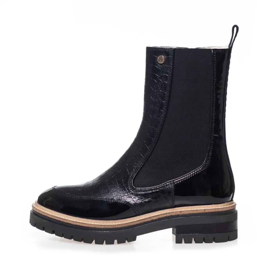 Copenhagen Shoes Ankelstøvler | Chelsea Boots*NEW FALL 23 - BLACK PATENT Newfall 23 croco boot black patent