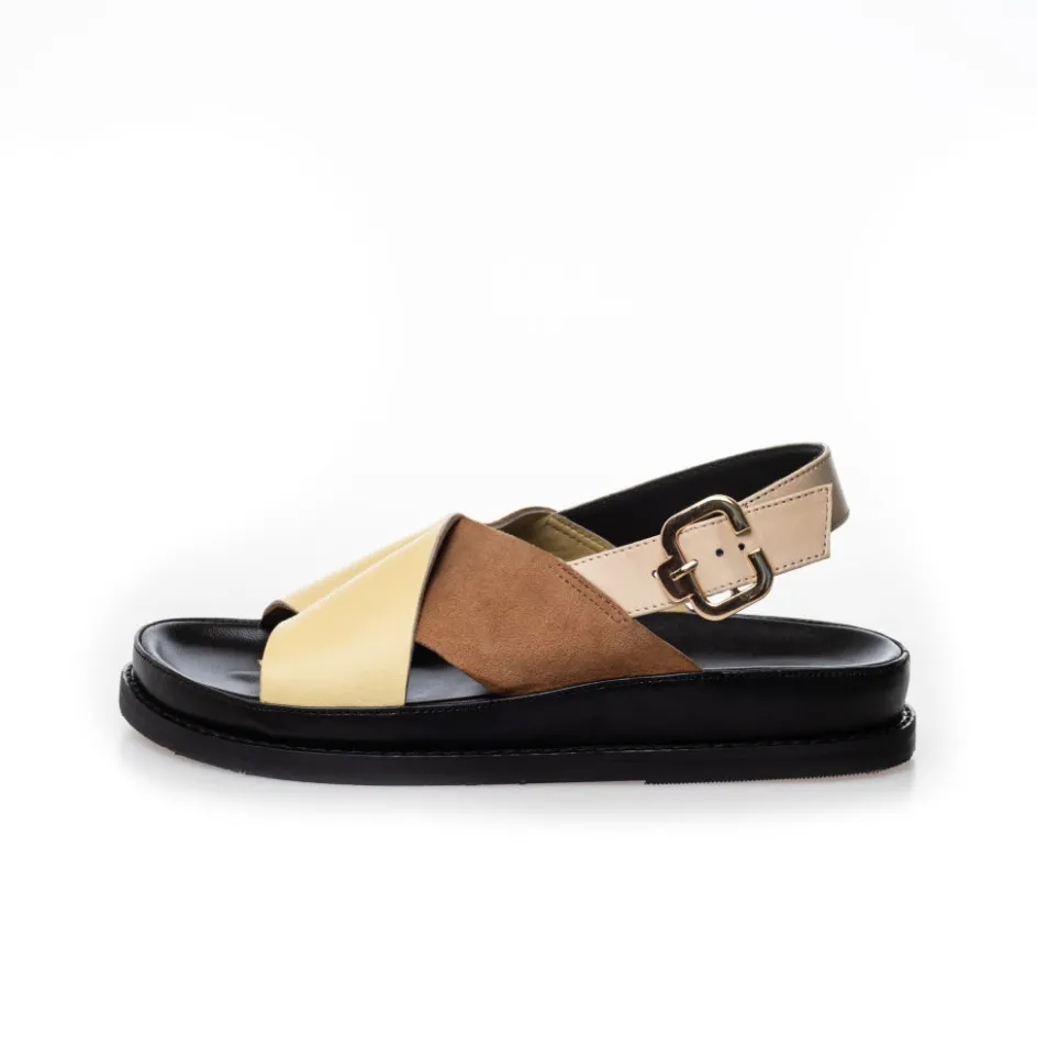 Copenhagen Shoes Flade Sandaler*NEW STRONGER MULTI 23 - PALE BANANA/SAFARI Newstronger multi 23 sandal pale banana safari