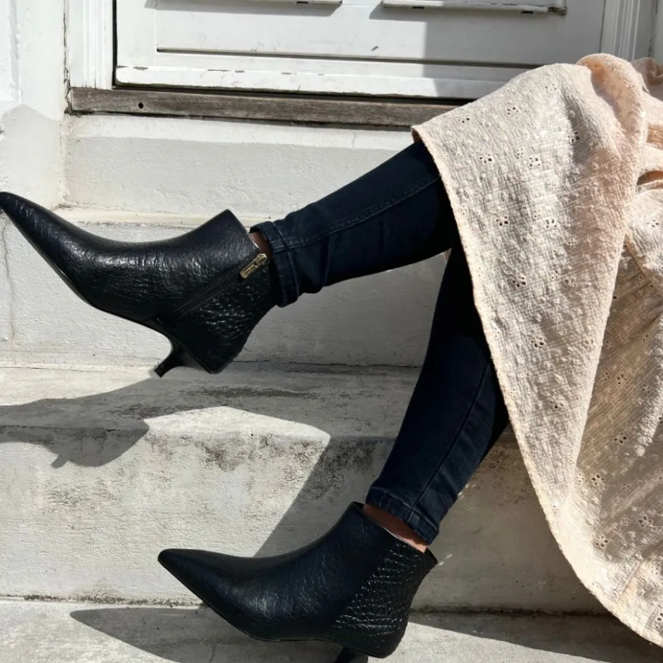 Copenhagen Shoes Støvler Med Hæl | Ankelstøvler*PARI' CRC. - Black Croco Paricrocco boot black croco