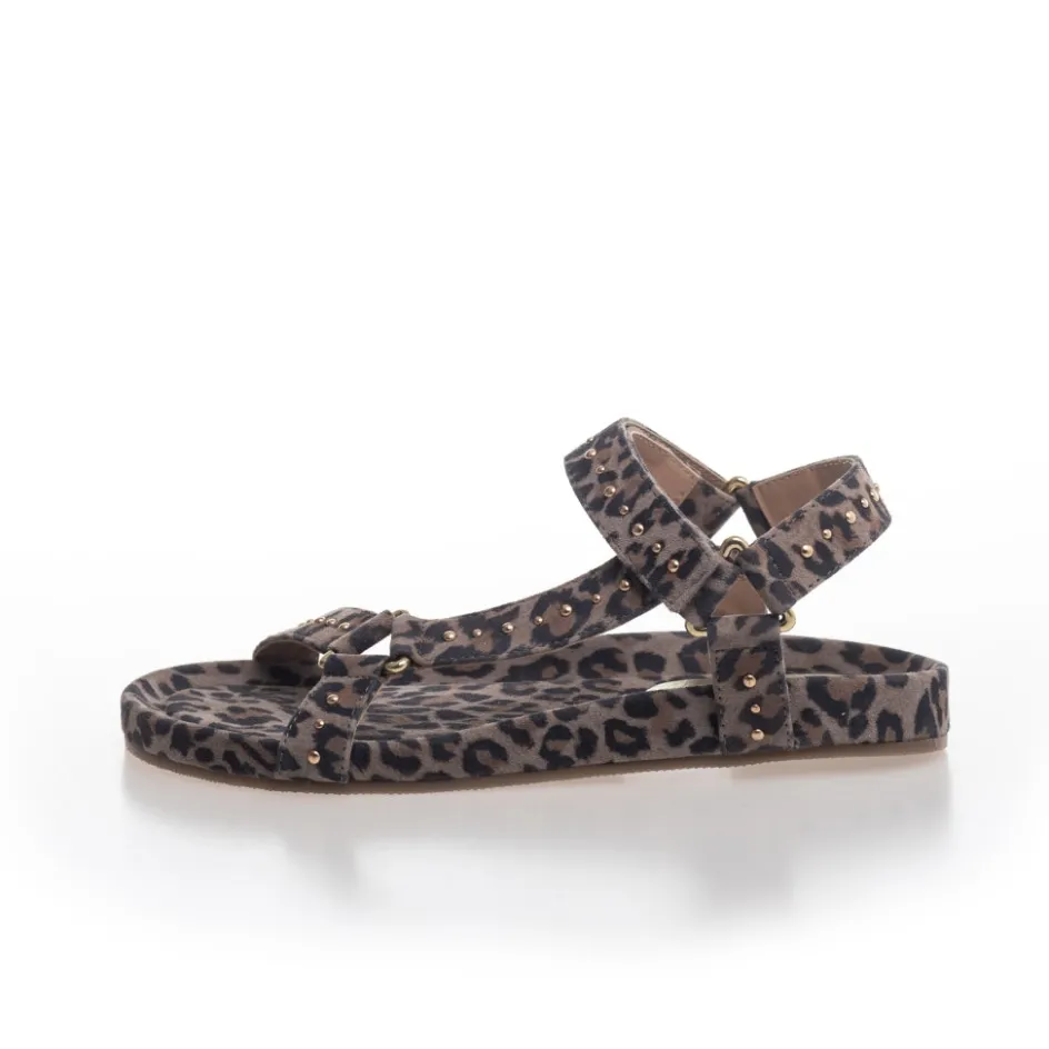 Copenhagen Shoes Flade Sandaler*PEACE LEP. STUDS - Black Leopard Peaceleo studs sandal black leopard