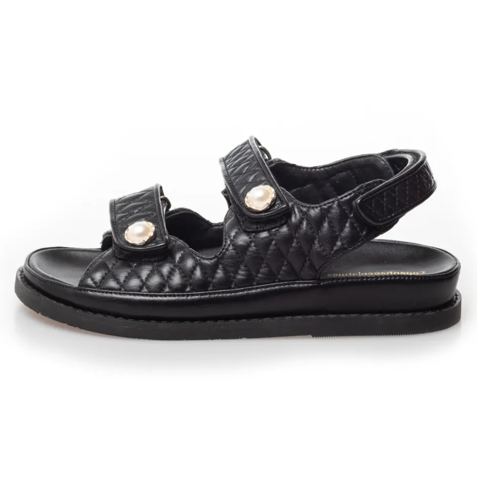 Copenhagen Shoes Flade Sandaler*PEARL Copenhagenshoes By Josefine Valentin - Black Pearlsandal black