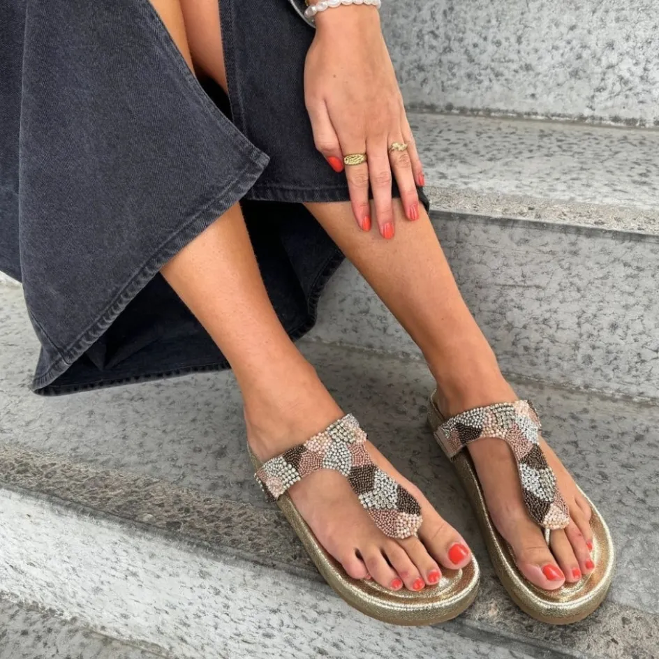 Copenhagen Shoes Flade Sandaler*PEARLS AND - Gold