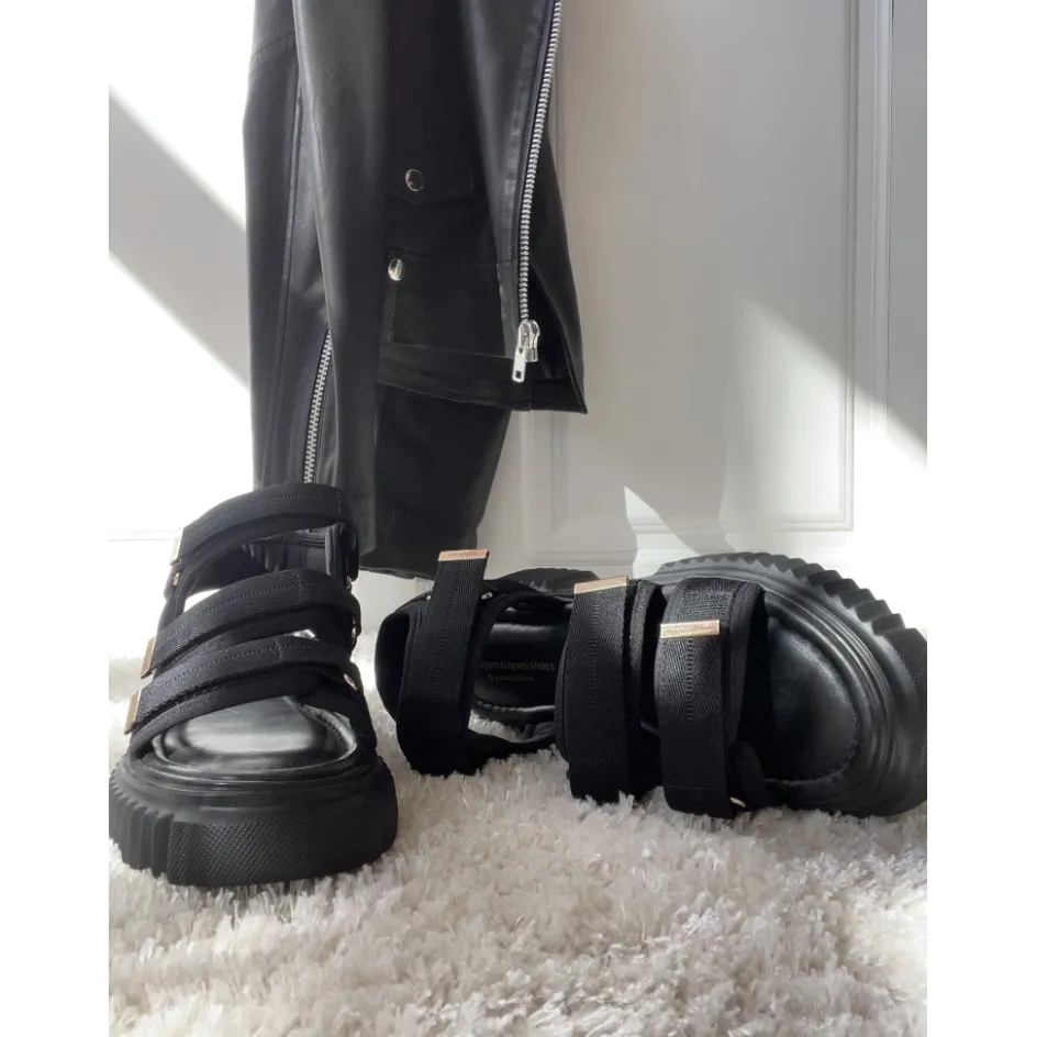 Copenhagen Shoes Flade Sandaler*ROCK ME BLACK - BLACK Rockme black sandal black
