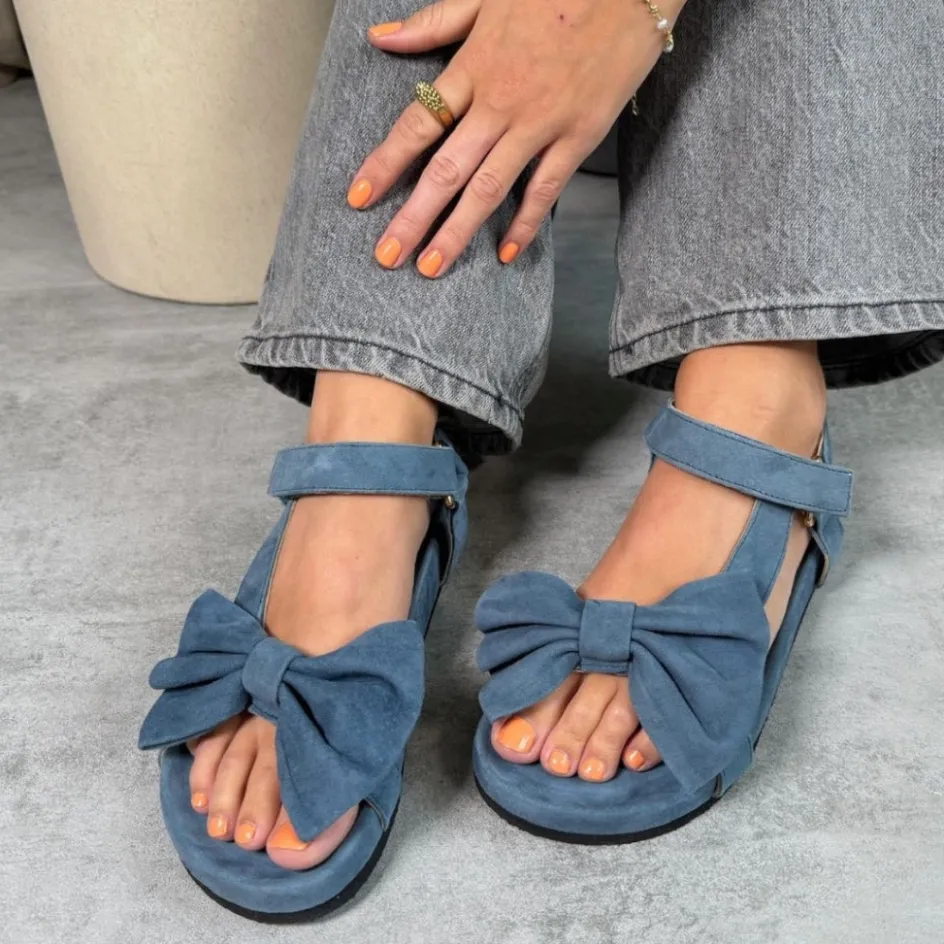 Copenhagen Shoes Flade Sandaler*SKY AND DIAMONDS 23 SUEDE - Denim Blue Skyand diamonds 23 suede sandal denim blue