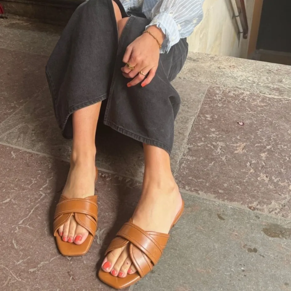 smile_and_dance__cognac_2.webp Copenhagen Shoes Flade Sandaler*SMILE AND DANCE - Cognac