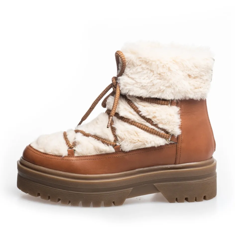 Copenhagen Shoes Ankelstøvler*SNOW BY SNOW 22 LOW - COGNAC OFF-WHITE Snowby snow 22 low boot cognac off white