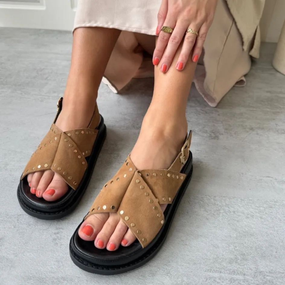 Copenhagen Shoes Flade Sandaler*STRONGER STUDS - Safari