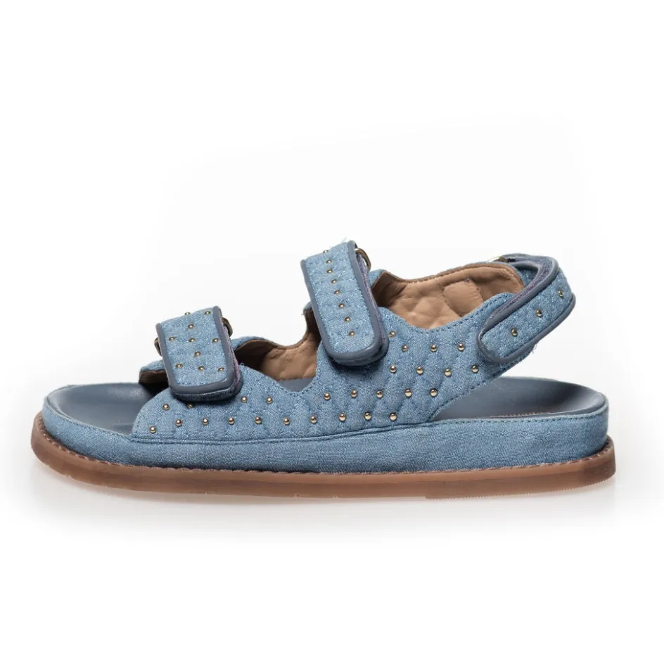 Copenhagen Shoes Flade Sandaler*STUDS ON JEANS - Jeans Blue Studson jeans sandal jeans blue