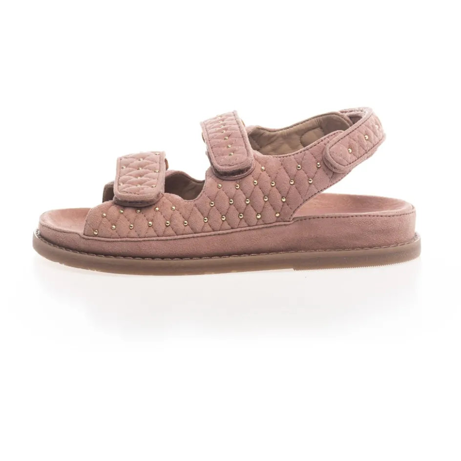 Copenhagen Shoes Flade Sandaler*STUDS ON SUEDE - PAPAYA Studson suede sandal papaya