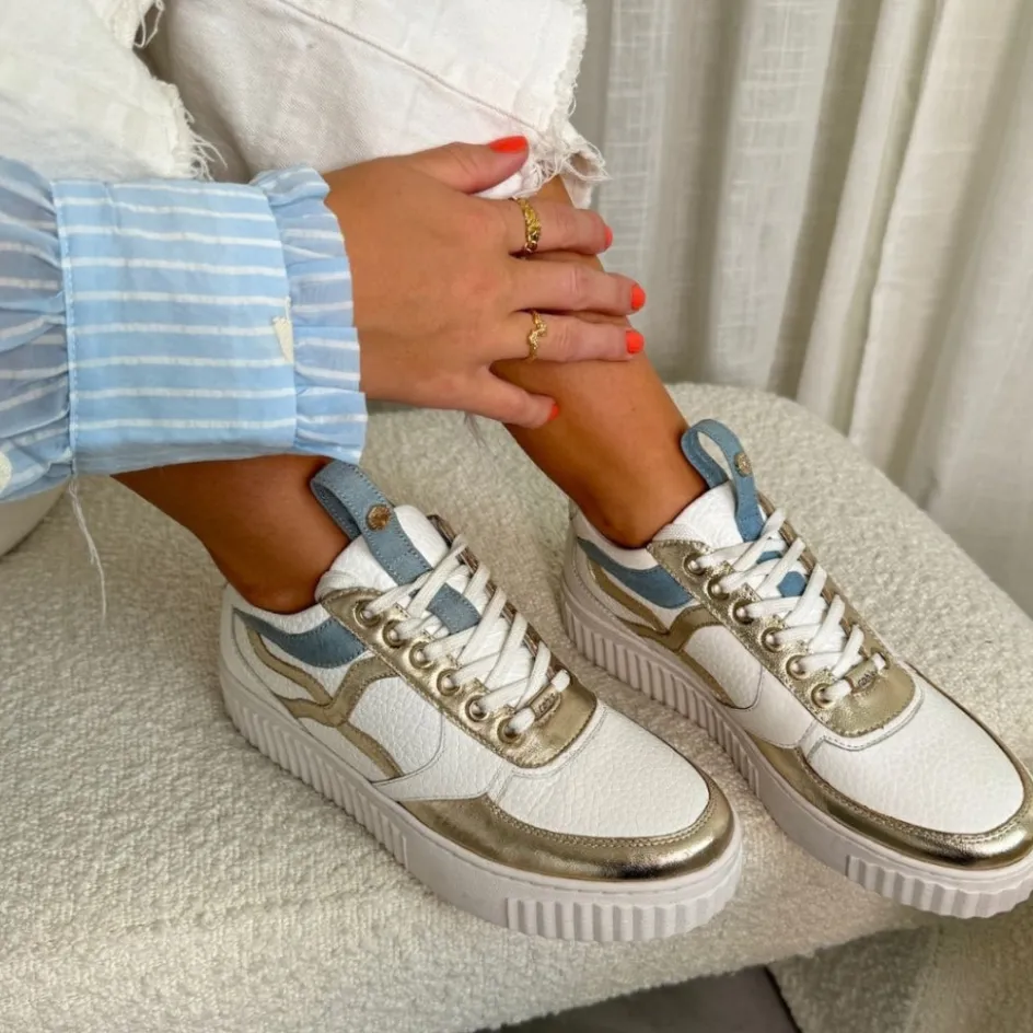 sunshine_lady__whitedenimgold_5.webp Copenhagen Shoes Sneakers*SUNSHINE LADY - WHITE/DENIM/GOLD White denim gold
