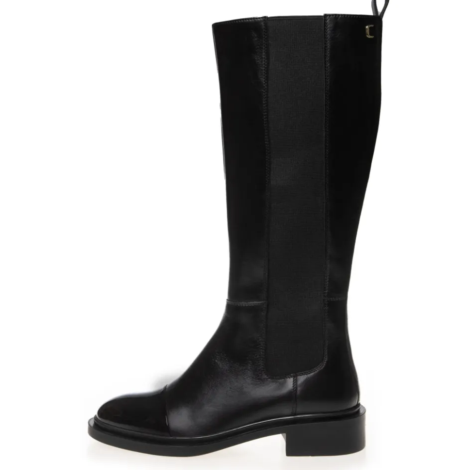 Copenhagen Shoes Lange Støvler*THE LOVE BOOT PATENT / TOE - Black