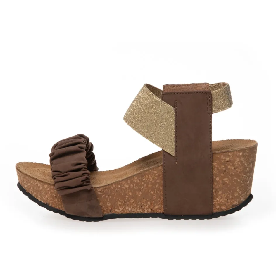 Copenhagen Shoes Sandaler Med Kilehæle*THE MOMENTS - TAUPE MULTI Themoments sandaler med kilehael taupe multi