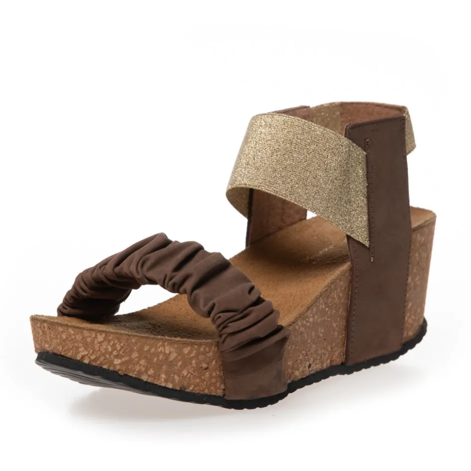 Copenhagen Shoes Sandaler Med Kilehæle*THE MOMENTS - TAUPE MULTI Themoments sandaler med kilehael taupe multi