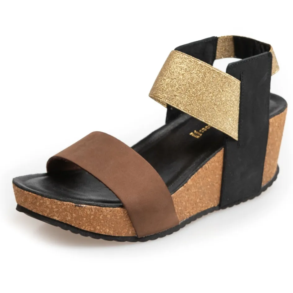 Copenhagen Shoes Sandaler Med Kilehæle*THE NEW DANIELA - BROWN GOLD Thenew daniela sandaler med kilehael brown gold
