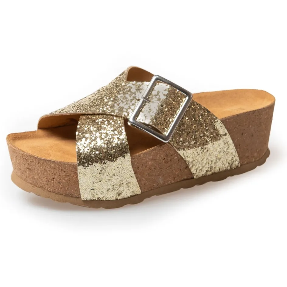 Copenhagen Shoes Sandaler Med Kilehæle*VANESA - Gold glitter