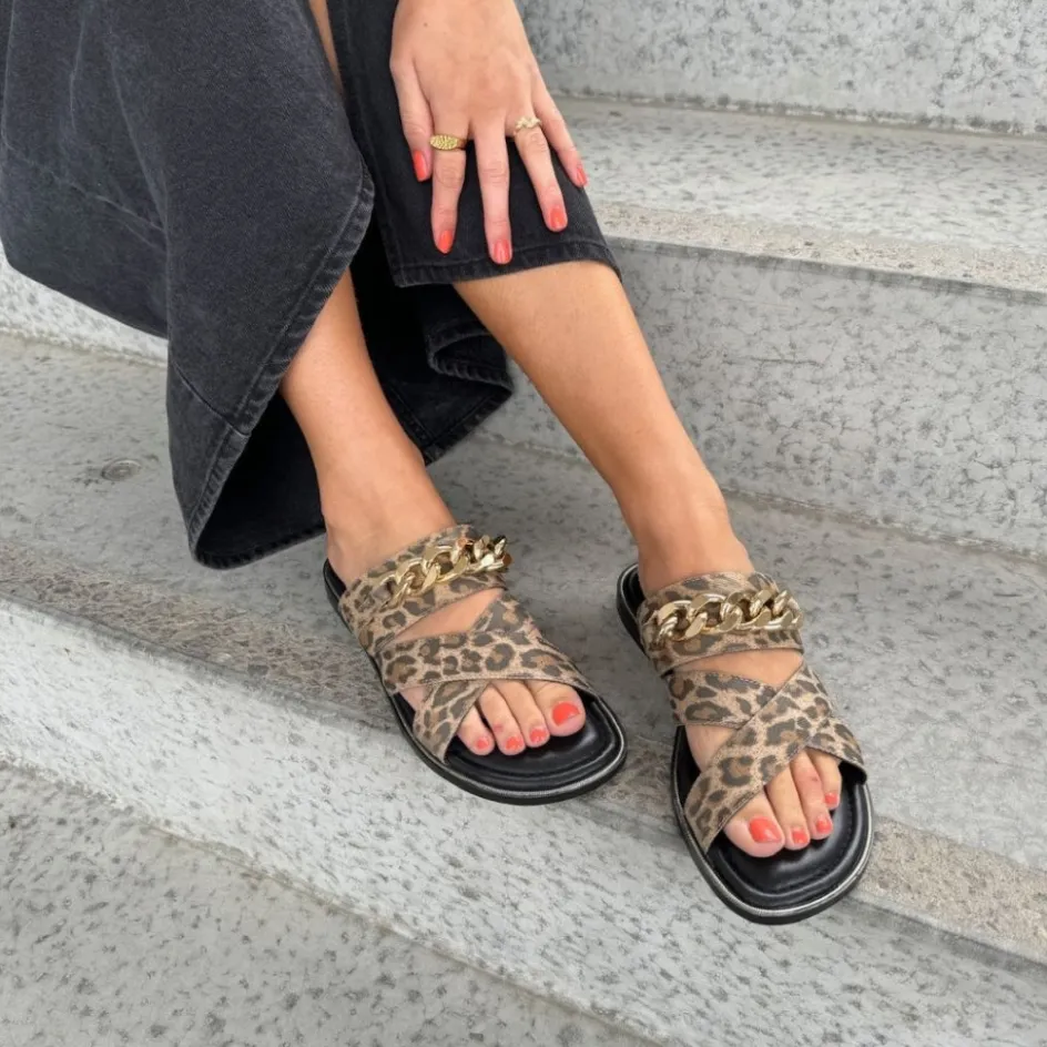 Copenhagen Shoes Flade Sandaler*WHEN I FLY - LEP. - Leopard